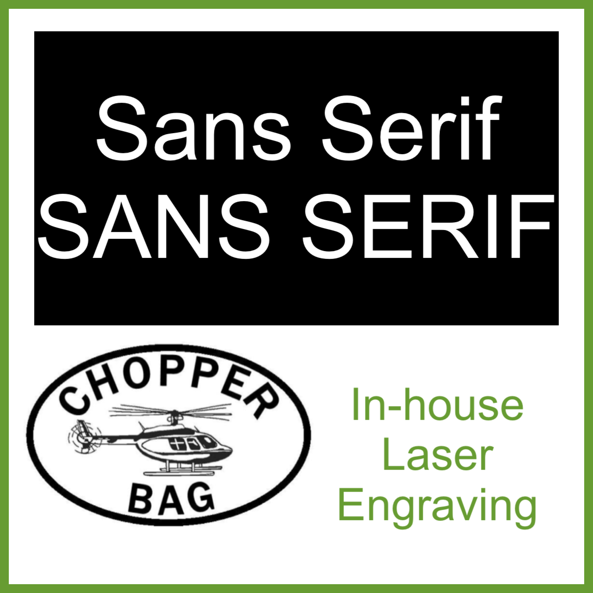 Laser Engraving - Basic Text (FREE with CHOPPER BAG ORDER)
