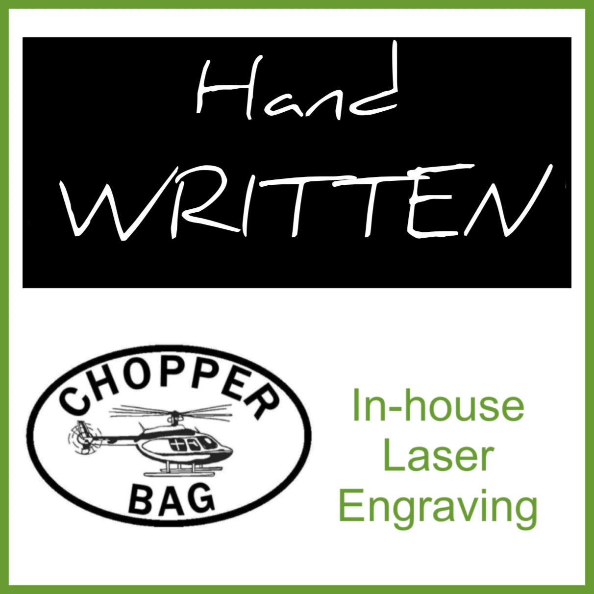 Laser Engraving - Basic Text (FREE with CHOPPER BAG ORDER)